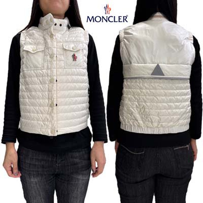 モンクレールグルノーブル MONCLER GRENOBLE ダウンベスト レディース アウター GUMIANE  胸ポケット部分ロゴワッペン・バックトライアングル部分ドットロゴ・フード収納可ダウンベスト アイボリー