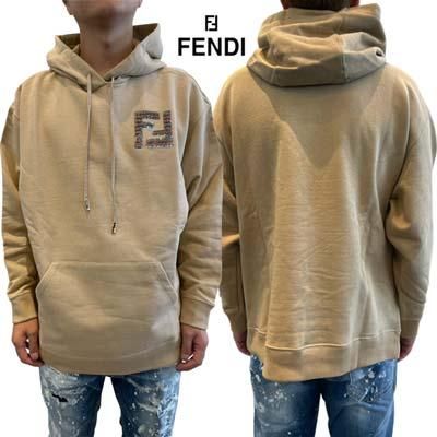 FENDI フェンディ ジップアップ フーデットコート ピンク 白 総柄