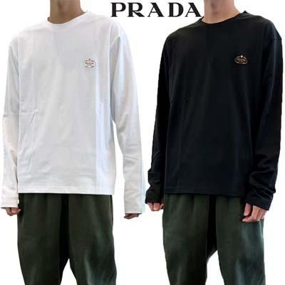 新作　プラダ　長袖Tシャツ　クロップドTシャツ　ロンT  カットソー　トップス プラダ PRADA メンズ トップス ロンT Tシャツ 長袖 ロングT
