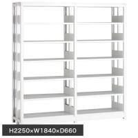 ホワイトラック スチール書架 KCJA 複式 連増(2連結棚) H2250×W1840×D660(mm)の画像