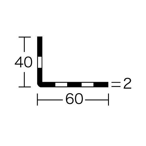 60アングル(60mm×40mm×2mm) L:1800mm 軽量スチール棚部材 - スチール棚.com -