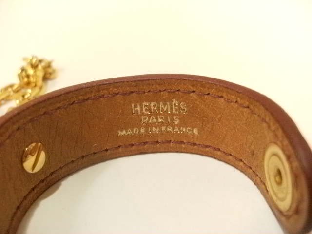 美品】HERMES エルメス グローブホルダー オーストリッチ ブラウン 茶色-