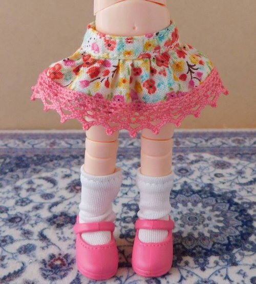 オビツ11用・ピンクの花柄ミニスカート - メカニカル・スイーツshopcart