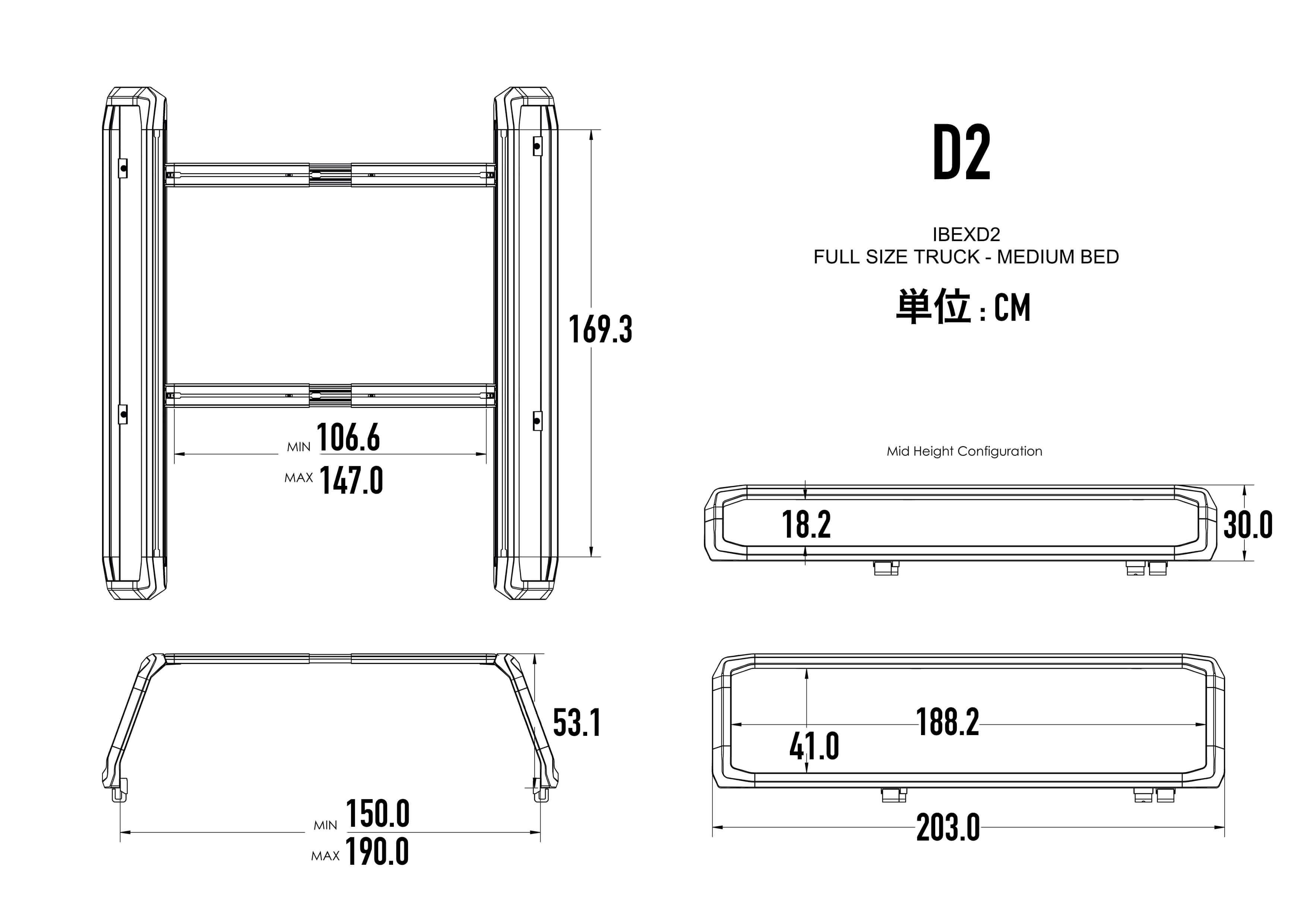 D2 Full size truck Mid Bed サイズ | Kuat正規輸入総代理店