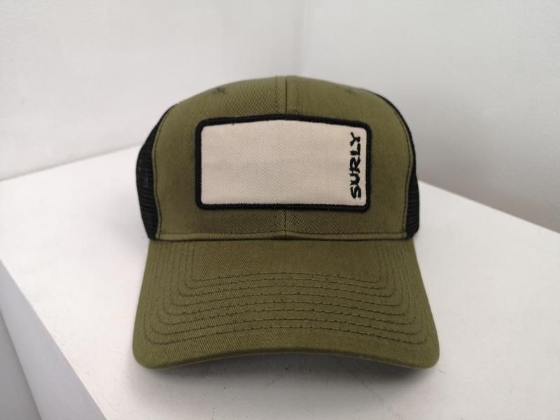 SURLY Name Patch Trucker Hat Olive Green Above Bike Store