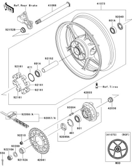 ZX-6R 2012-2014 NinjaZX-6R[F-3] Rear Wheel/Chainアメリカ カナダ 