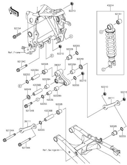 2015年 BX250 AFF NINJA 250SL [28] サスペンション/ショックアブソーバ  部品図確認しながら部品価格部品注文が簡単に操作ムラシマオリジナル - MURASHIMA OnLineShop