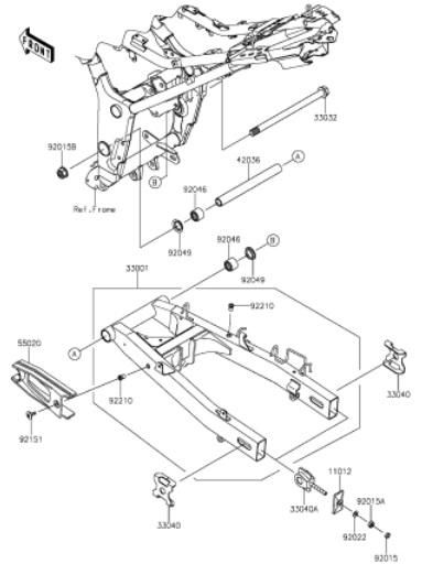 2015年 ER250 DFF(Z250 ABS) [28] スイングアーム 部品図確認し