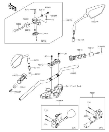 2015年 ER250 DFF(Z250 ABS) [43] ハンドルバー 部品図確認し