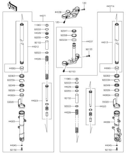 2015年 ER250 DFF(Z250 ABS) [44] フロントフォーク 部品図確認