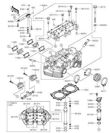 2015年 EJ800 AFF/AFF/AFF(W800) [1]シリンダヘッド 部品図・部品価格確認しながら部品注文ムラシマオリジナルシステム -  MURASHIMA OnLineShop