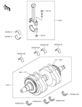 2015年 EJ800 AFF/AFF/AFF(W800) [8]クランクシャフト 部品図・部品価格確認しながら部品注文ムラシマオリジナルシステム -  MURASHIMA OnLineShop