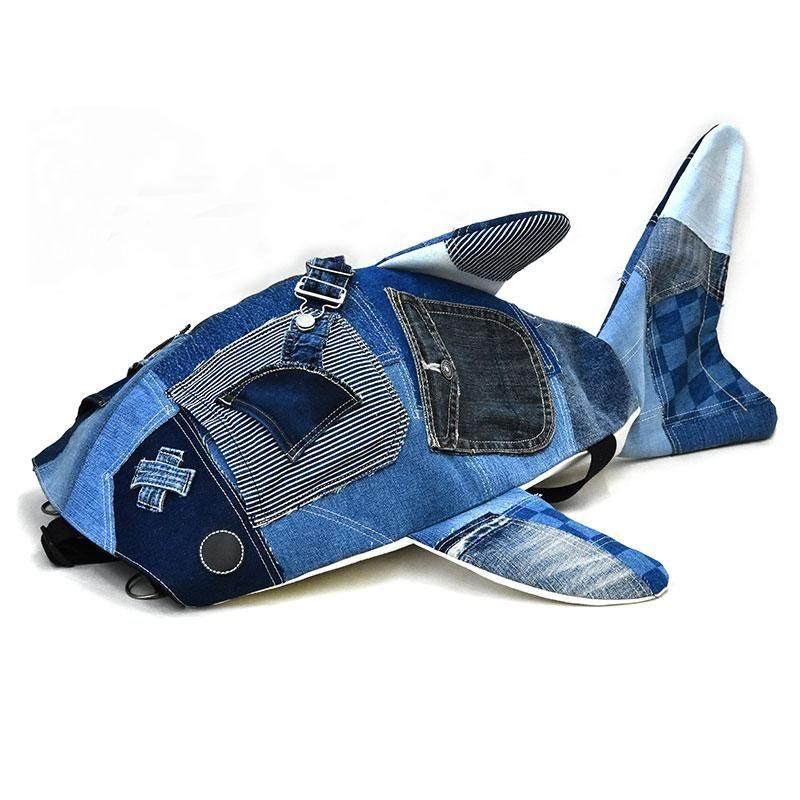 KASEI ユニセックス 小サメ ショルダーバッグ デニム 小サメショルダー