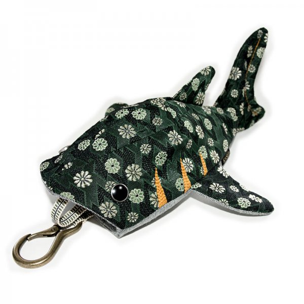 KASEI 小サメ 和柄 ジンベエザメ 紺 ショルダーバッグ-