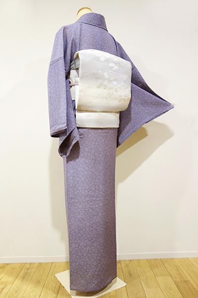 銀座【C-719】絽 江戸小紋 紫苑色 鮫に雪輪文（N） - 銀座きもの