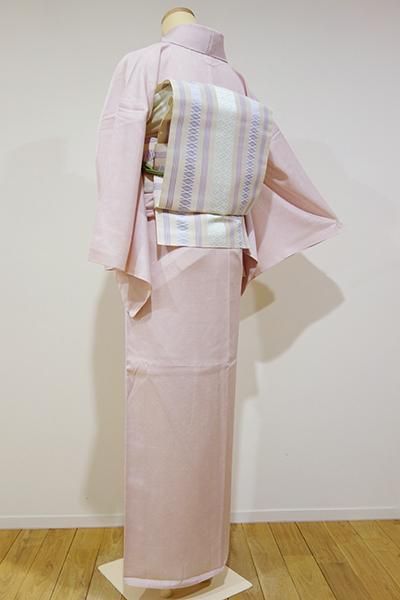 あおき【C-1087】（細め）絽 江戸小紋 撫子色 狢菊（しつけ付