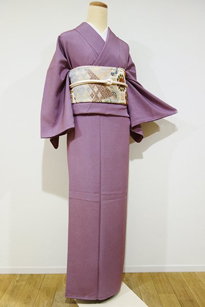 おくみ幅15しつけ付き 紫の江戸小紋 正絹着物 - 着物・浴衣