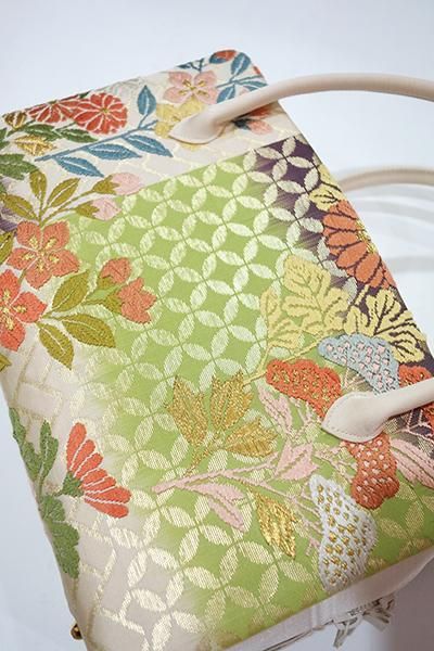 唐織　アイボリー 利休バック 唐織 アイボリー 利休バック