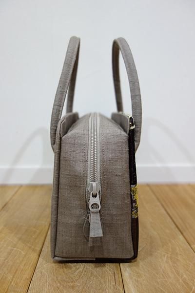 G-822】利休バッグ 紬地 ビロード 憲法色（小サイズ・未使用