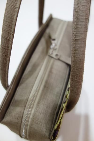 G-822】利休バッグ 紬地 ビロード 憲法色（小サイズ・未使用