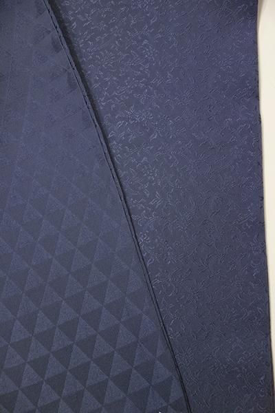 銀座【C-1405】色無地 藍鉄色 花唐草の地紋（しつけ付）（N） - 銀座