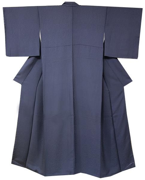 銀座【C-1405】色無地 藍鉄色 花唐草の地紋（しつけ付）（N） - 銀座