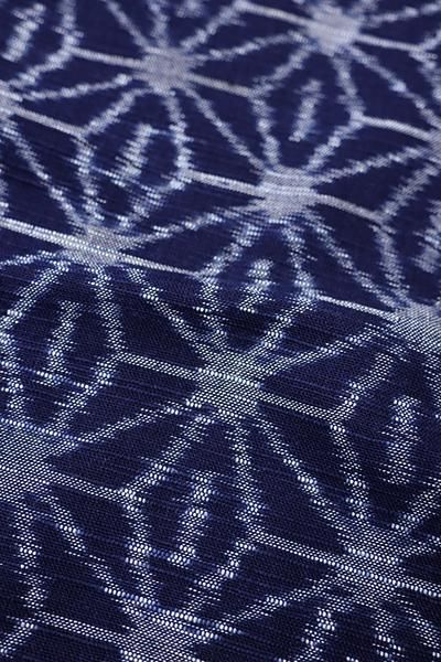 銀座【E-1003】木綿絣 道中着 濃藍色 麻の葉文 - 銀座きもの青木｜長く