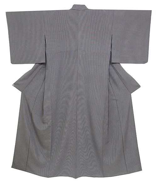 銀座【C-1657】五嶋紐監修 絽縮緬 江戸小紋 黒色 抽象文（しつけ付・反