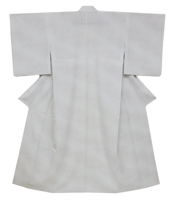 銀座【D-2334】きもの英製 単衣 小紋 白磁色 抽象文 - 銀座きもの青木