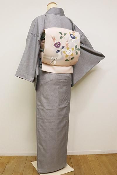 特選京友禅飛び柄小紋着尺【摺り疋田七宝文様◆銀鼠色】シルバーグレー ホワイト 白 特選京友禅飛び柄小紋着尺【摺り疋田七宝文様◇銀鼠色】シルバー