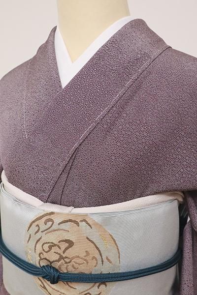銀座【C-1687】江戸小紋 葡萄鼠色 雲取りに小紋柄寄せ（反端付