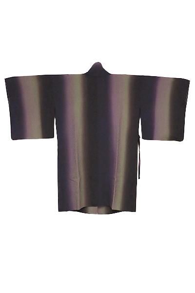 銀座【E-1099】道中着 似せ紫色×岩井茶色 竪暈かし - 銀座きもの青木