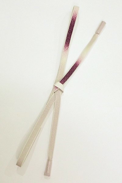 【G-1403】京都 衿秀製 帯締め 平組 二色暈かし 潤色×葡萄色（新品）
