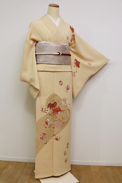 新品 反物 付け下げ 浜ちりめん 日本の絹 手描き友禅 和装 着物 吉澤 