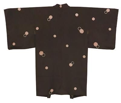 銀座【E-1132】羽織 黒橡色 雪輪文（反端付）（N） - 銀座きもの青木