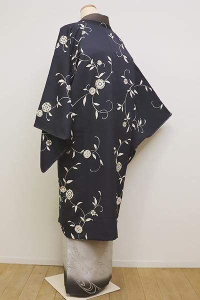 銀座【E-1151】道行コート 青褐色 唐草に華文など（反端付）（N