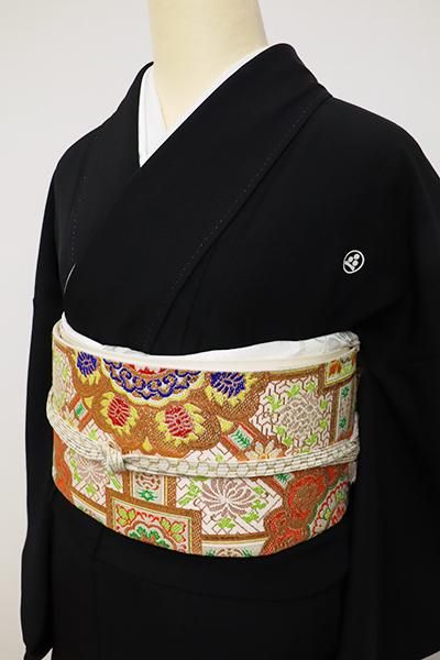 超可爱 夏物 未仕立 正絹 名門 伊と幸生地使用 銀駒刺繍入り友禅黒留袖