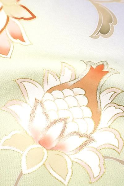 銀座【B-2539】訪問着 白菫色×女郎花色 唐花の図（三越扱い