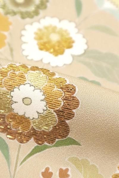 銀座【B-2558】染一ッ紋 訪問着 亜麻色 花の図（落款入） - 銀座