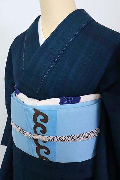 R-606】京都 衿秀製 縮緬地 帯揚げ 飛び絞り 梅 白色×留紺色（N