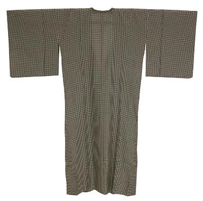 あおき【E-1240】（細め）薄物コート 枯色×黒色 小格子（青山八木扱い