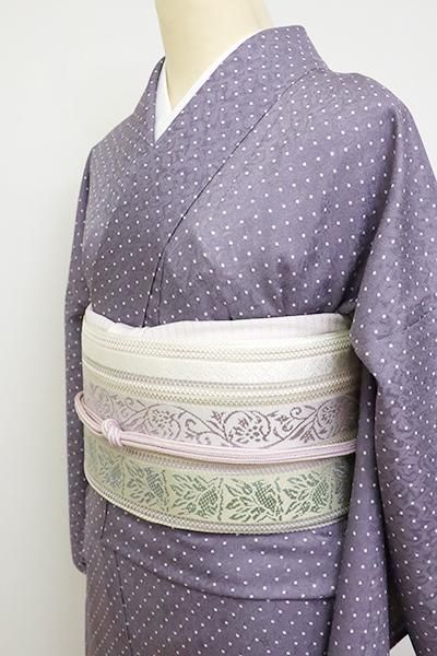 K-6809】博多織 羅献上 八寸名古屋帯 練色 唐草文 - 銀座きもの