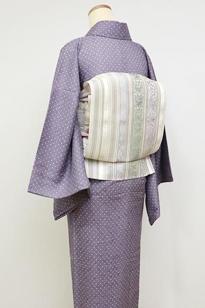 K-6809】博多織 羅献上 八寸名古屋帯 練色 唐草文 - 銀座きもの K-6809】博多織 羅献上 八寸名古屋帯 練色 唐草文 - 銀座きもの