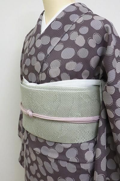 銀座【K-6829】小森草木染工房製 本場筑前博多織 夏八寸名古屋帯 柳鼠 ...