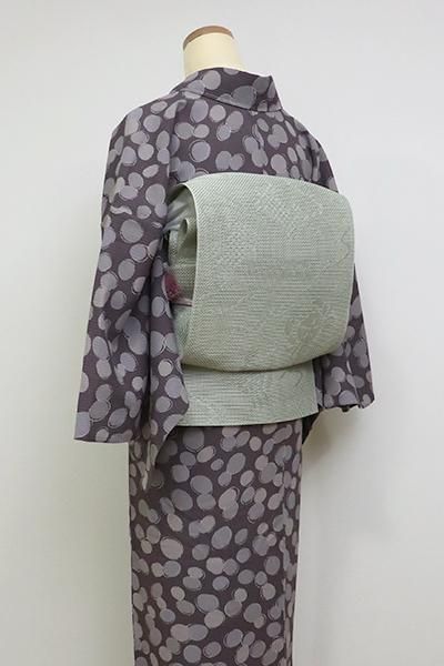 銀座【K-6829】小森草木染工房製 本場筑前博多織 夏八寸名古屋帯 柳鼠 ...