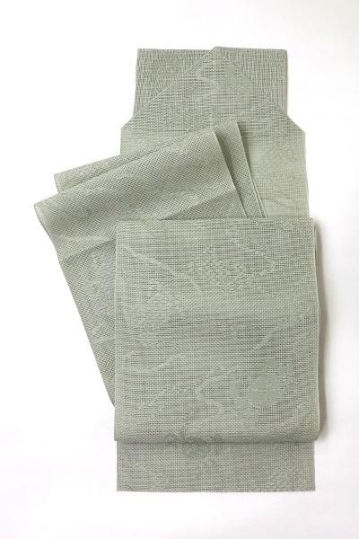 銀座【K-6829】小森草木染工房製 本場筑前博多織 夏八寸名古屋帯 柳鼠 ...