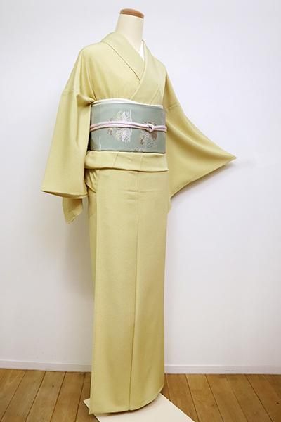 C-1882-3】単衣 江戸小紋 卵色 行儀（反端付）（N） - 銀座きもの青木