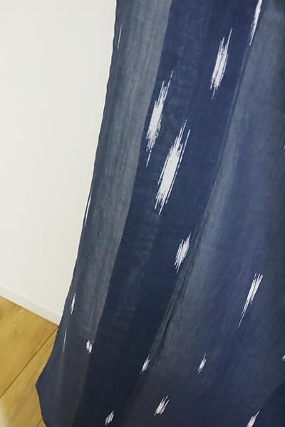 銀座【D-2566】竺仙製 小千谷縮地 小紋 青藍色 竪絣文(反端付 銀座【D-2566】竺仙製 小千谷縮地 小紋 青藍色 竪絣文(反端付