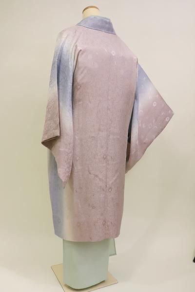 銀座【E-1279】紋紗 道中着 鴇鼠色×淡藤色 竪暈かし - 銀座