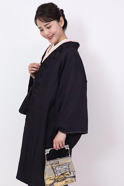 あおき【FR10-E-1297】道中着 黒紅色 唐草文 - 銀座きもの青木|長く